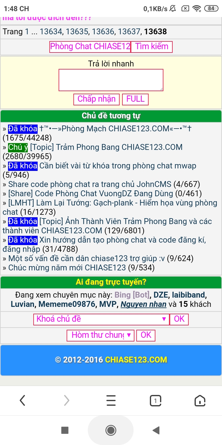 Phòng Chat CHIASE123.COM